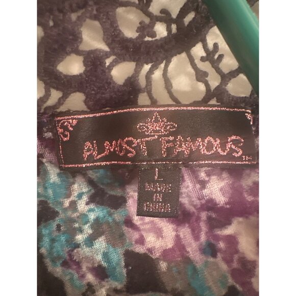 Almost Famous Womens Floral Print Cardigan Size L Polyester/Cotton Blend Made In - Picture 4 of 6